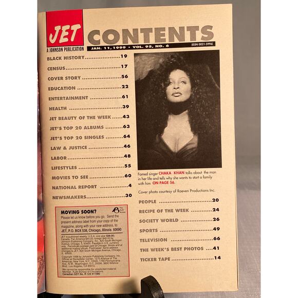 JET Magazine January 11, 1999, Chaka Khan, Black History / Ephemera / Americana - Picture 3 of 9